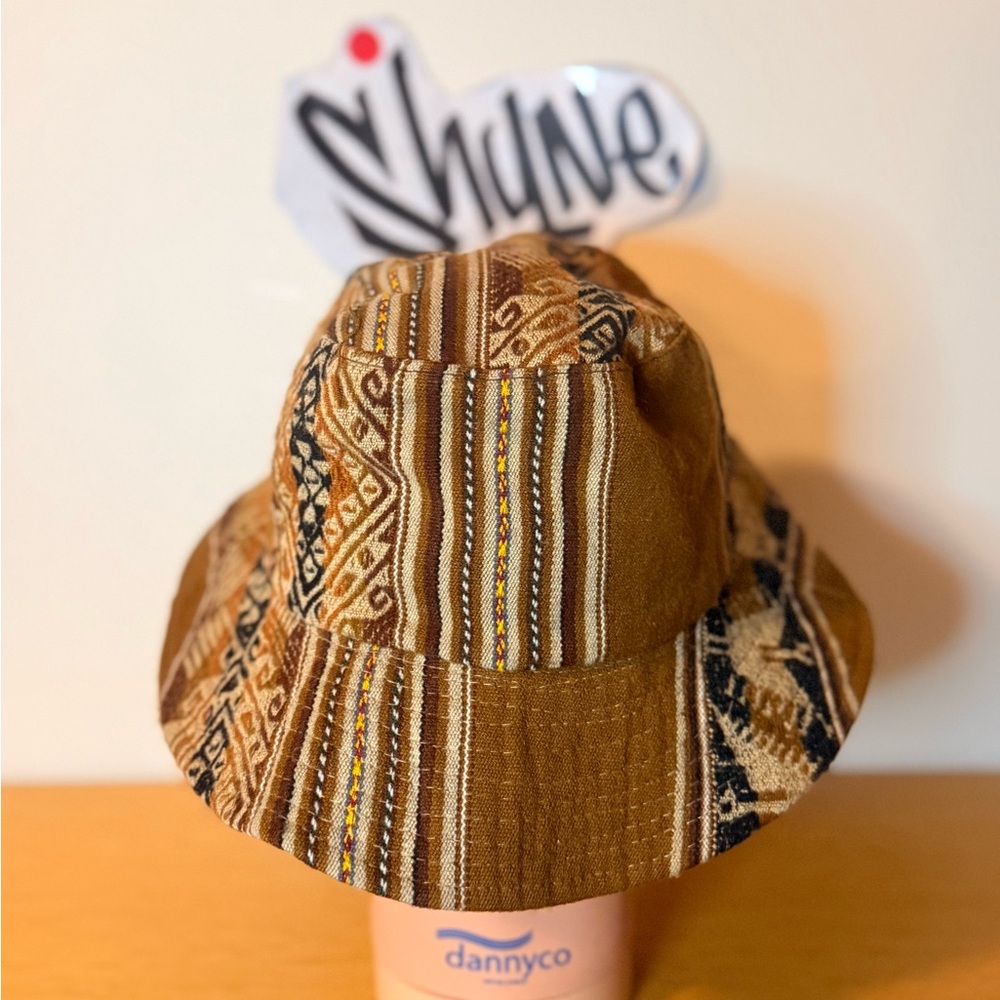 Brown Patterned Bucket Hat vintage - Picture 2 of 2